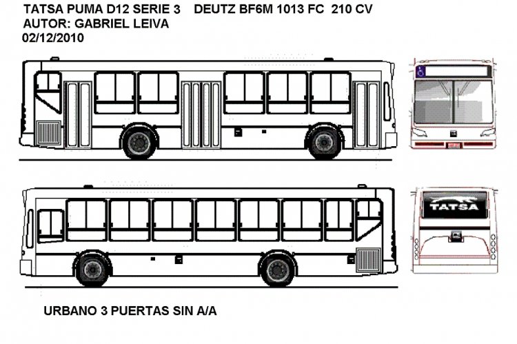 TATSA PUMA D12 SERIE 3
VERSIÓN DE TATSA PUMA D12 DE TERCERA GENERACIÓN SIN AIRE ACONDICIONADO Y 3 PUERTAS.
Palabras clave: TATSA  PUMA  D12  DEUTZ    PLAZA  ECOTRANS  15   62   61   136    140     129    163    