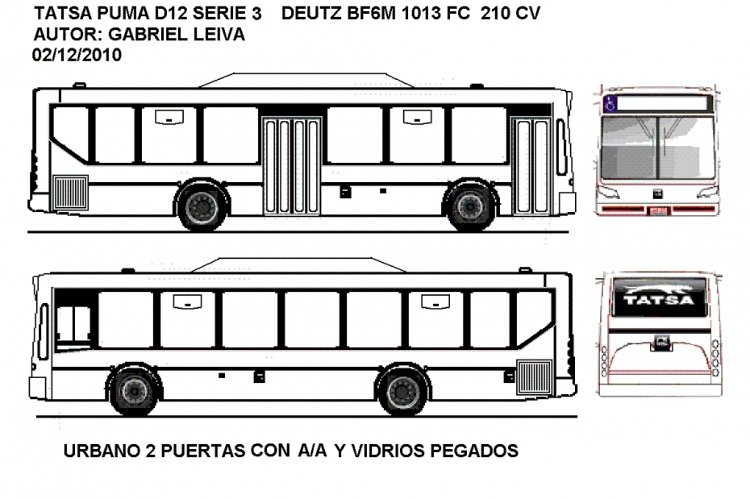 TATSA PUMA D12 SERIE 3
VERSIÓN DE TATSA PUMA D12 DE TERCERA GENERACIÓN CON AIRE ACONDICIONADO Y VIDRIOS PEGADOS.
Palabras clave: TATSA  PUMA  D12  DEUTZ    PLAZA    