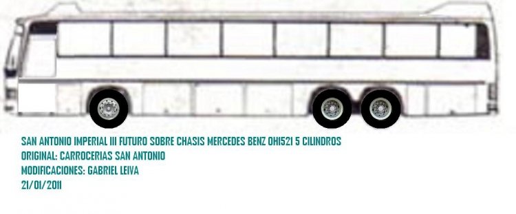 SAN ANTONIO IMPERIAL III FUTURO
VERSIÓN SOBRE CHASIS MERCEDES BENZ OH1521 LADO IZQUIERDO
Palabras clave: SAN ANTONIO IMPERIAL III FUTURO  MERCEDES  BENZ  1521  OH