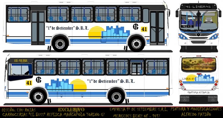 Mercedes-Benz OF 1417 - Carrocerias El Buss - Linea 41 , Empresa 1ro de Diciembre S.R.L.
Diseño: Eduardo Rojas 
Pintura y Modificacion: Alfredo Patiño
Palabras clave: MB