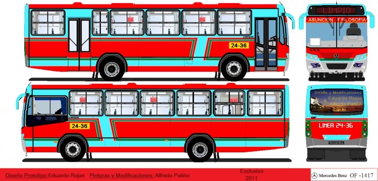 Mercedes-Benz OF 1417 - Prototipo diseño - Linea 24 - 36
Prototipo diseñado por Eduardo Rojas 
Modificaciones & pinturas Alfredo Patiño
Palabras clave: MB
