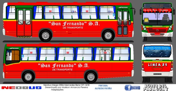 Mercedes-Benz OF 1418 - NeoBus (para Paraguay) - Linea 21 , Diseño Prototipo
Pintura: Alfredo Patiño
Palabras clave: MB