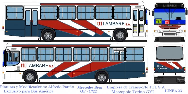 Mercedes-Benz OF 1721 - Marcopolo Torino GVI (en Paraguay) - Linea 23 , TTL S.A.
Modificaciones y Pintura: Alfredo Patiño
Diseño:
Palabras clave: MB