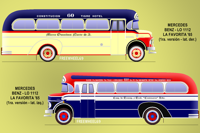 Mercedes-Benz LO 1112 - La Favorita - M.O.N.S.A. & Coop Centenario
PRIMER MERCEDES-BENZ LO 1112

(Datos de arriba hacia abajo)
