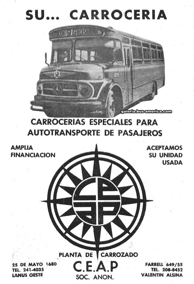 Publicidad carrocerías C.E.A.P. - Mercedes-Benz LO 1114
Línea 96 - Interno 20
