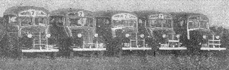 Chevrolet (G.M.C.) - La Maravilla - Expreso General Sarmiento
5 primeros coches del Expreso Gral. Sarmiento, entonces Línea 7. Año 1941
(Datos de izquierda a derecha)
