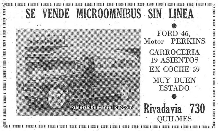 Ford - La Estrella - Expreso Quilmes
Aviso venta colectivo Ford '46
