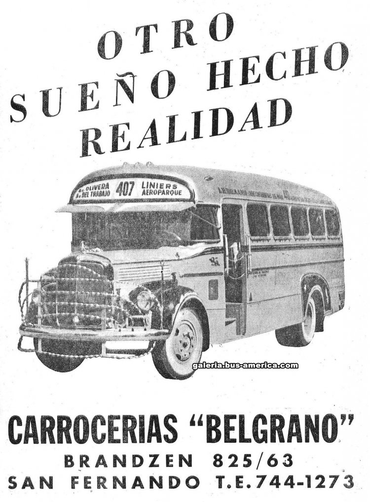 Publicidad Carrocerías Belgrano
Línea 407 (hoy 47) - Interno 23

