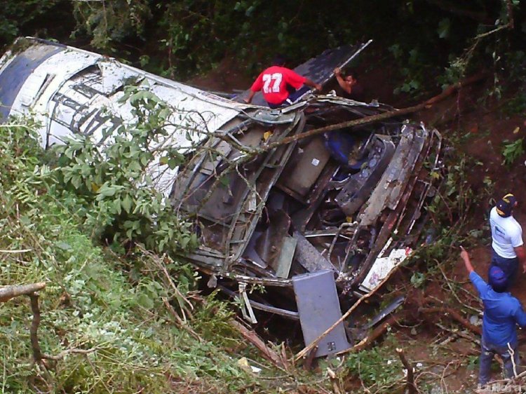 Busscar El Buss 340 (en Ecuador) - Loja Internacional
Fotografía tomada de diario La Cronica
Este bus rodo 300m en la via a la costa sector Veracruz Loja
