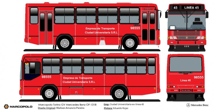 Marcopolo Torino GV (para Paraguay) - ex linea 45 Ciudad Universitaria 
Para no olvidar esta gran empresa que lastimosamente termino
