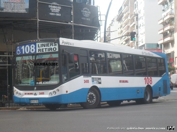 Agrale MT 15.0 LE - Todo Bus Pompeya III - Tte. Gral. Roca
AB 052 DJ
Línea 108 (Buenos Aires) - Interno 2455

Foto: "Truku" Gambadiez
Colección: Charly Souto
Palabras clave: Tte. Gral. Roca - Interno 2455
