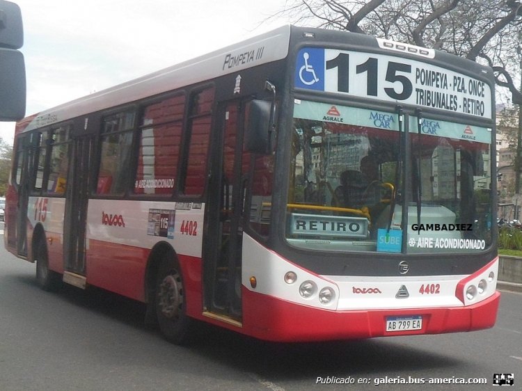 Agrale MT 15.0 LE - Todo Bus Pompeya III - T.A.R.S.A.
AB 799 EA
Linea 115 (Buenos Aires) - Interno 4402

Foto: "Truku" Gambadiez
Colección: Charly Souto
Palabras clave: T.A.R.S.A. - Interno 4402