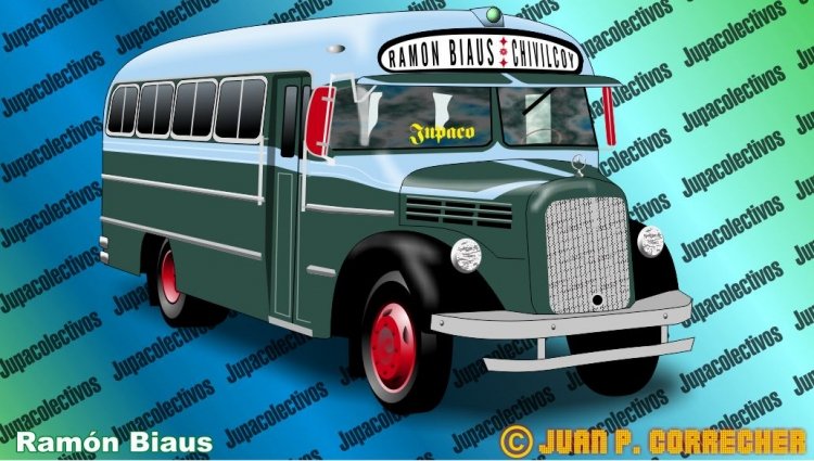 Mercedes-Benz L 312 - Braje Hnos.
Empresa Ramón Biaus - Servicio: Chivilcoy-Ramón Biaus
Linea municipal del Partido de Chivilcoy, utilizó por muchos años un 
coche que vino del Expreso Lomas, al cual solo se le borraron las 
leyendas de su antigua dueña y conservó sus colores.
Dibujo de Juan P. Correcher
Palabras clave: DIBUJOS
