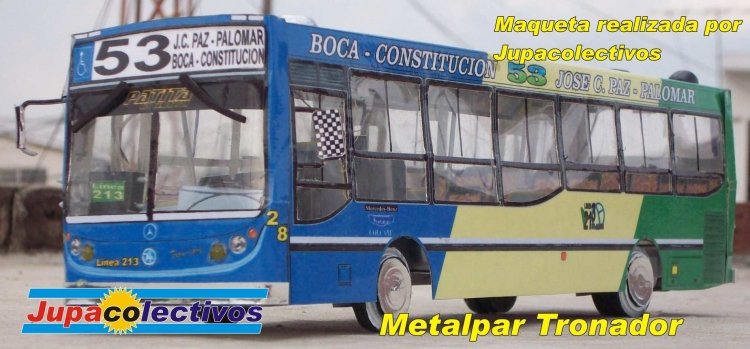 MAQUETA LINEA 53 - LINEA 213 S.A.T.
Maqueta realizada de Jupacolectivos en 2010, con luces.
(Reproducción en miniatura)
Palabras clave: JUPACO MAQUETAS