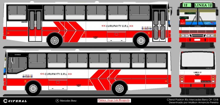 Mercedes-Benz OF 1318 - Ciferal Padron Rio (en Paraguay) - Linea 12 , Curupayty S.R.L.
Pintura: Jorge Mosqueda
Palabras clave: MB