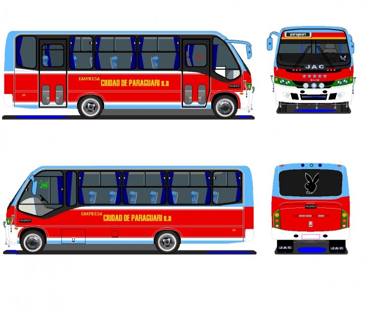 Jac - Ciudad de Paraguari
Diseño y Pintura: Carlos Melgarejo
Bus Ficticio
Palabras clave: Jac