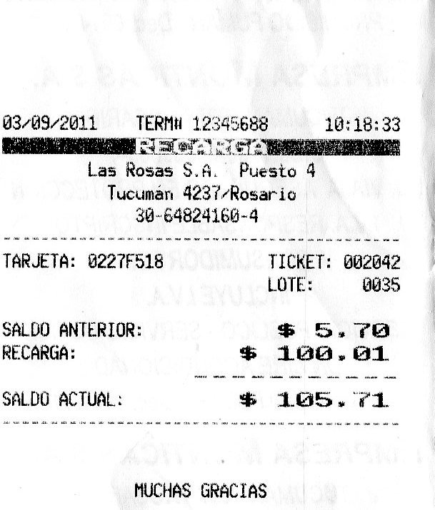 Ticket de recarga de tarjeta "Viaje Más"
Ticket de recarga de tarjeta "Viaje Más" que se expide cada vez que se recarga una tarjeta de viaje de la empresa Las Rosas-Monticas
Palabras clave: Ticket boleto tarjeta Viaje Más Santa Fe Rosario