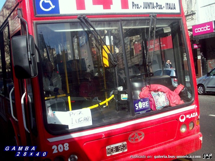 T.A.T.S.A. - Puma D 12 - Plaza
HCB 952
Línea 141 - Interno 208
Reciente incorporación, por ahora con "papeleta" de ramal, origen del coche E.S.I.S.A.

Colección: Gamba 28x40

http://galeria.bus-america.com/displayimage.php?pid=35789
http://galeria.bus-america.com/displayimage.php?pid=35790
Palabras clave: Gamba / 141