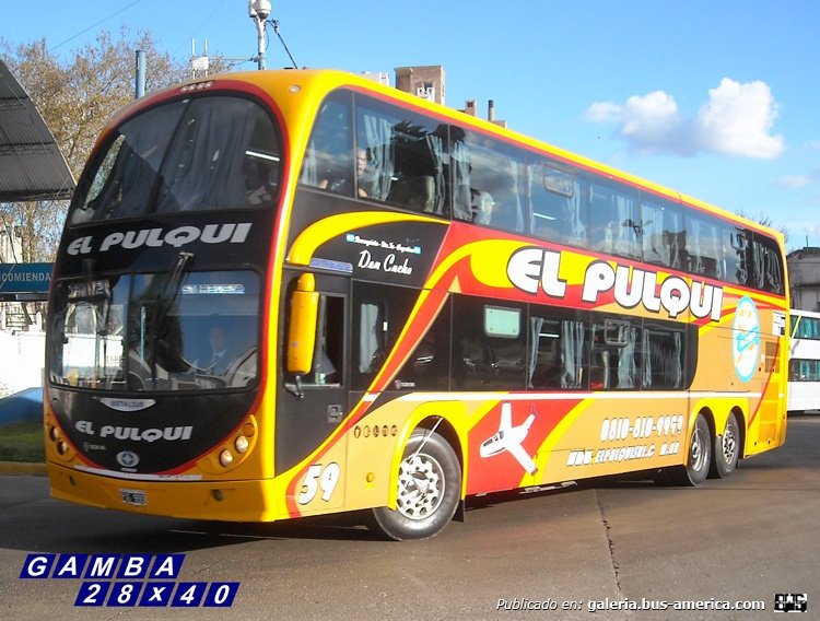 Scania K 410 - Metalsur Starbus 2 - El Pulqui
PAG999
[url=http://galeria.bus-america.com/displayimage.php?pid=39457]http://galeria.bus-america.com/displayimage.php?pid=39457[/url]

Interno 59
Ver el detalle de la llanta delantera de aluminio

Colección: Gamba 28x40
Palabras clave: Gamba / Larga