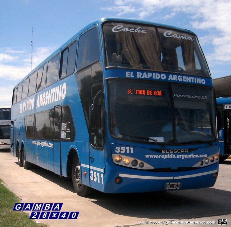 Volvo B 12 R - Busscar (en Argentina) - El Rápido Argentino
HEC 022
Interno 3511

Colección: Gamba 28x40
Palabras clave: Gamba / Larga