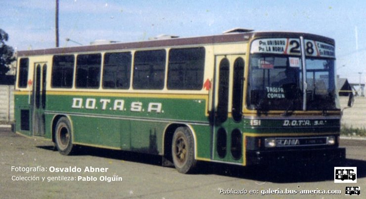 Scania BR 116 - Cametal - D.O.T.A.
Línea 28 - Interno 151

Fotografía: Osvaldo Abner
Colección y gentileza: Pablo Olguín

http://galeria.bus-america.com/displayimage.php?pid=13928
Palabras clave: Gamba / 28