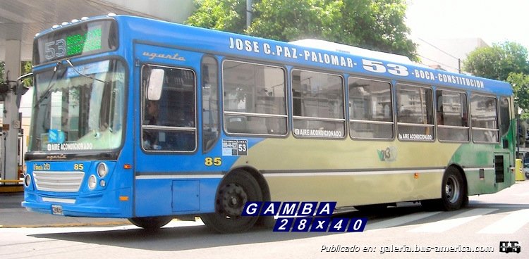 Mercedes-Benz OH 1718 L - SB - Ugarte Europeo - Línea 213 S.A.
MCE 621
Línea 53 (Buenos Aires) - Interno 85
Ex M.O.C.B.A.

Fotografía: Gamba 28x40
Palabras clave: Gamba / 53