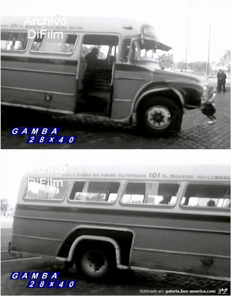 Bedford (G.M.A.) - Salta - Los Patricios
Línea 101
Tal vez una rareza, pues estimo se trata de un coche carrozado por Salta.
Lamentablemente no hay variedad de imágenes, para poder saber si es así

Imagen editada de un video del Archivo DiFilm
Captura: Gamba 28x40
Palabras clave: Gamba / 101