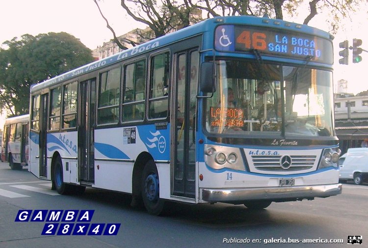 Mercedes-Benz OH 1618 L - La Favorita - U.T.E.S.A.
JRB 354
Línea 46 - Interno 14

Colección: Gamba 28x40
Palabras clave: Gamba / 46