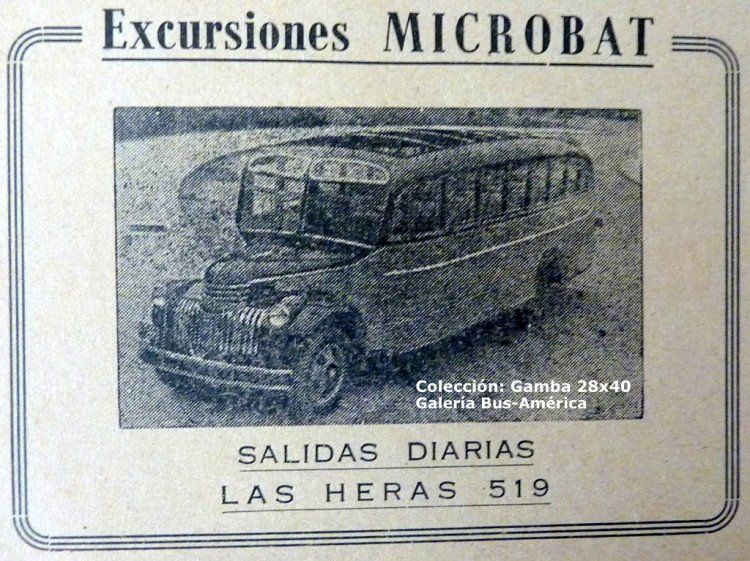 Chevrolet (G.M.C.) 1946 - Excursiones Microbat
Un Chevrolet que porta un no muy común diseño de carrocería, por su largo y el detalle del techo abierto

Fotografía publicación desconocida
Colección: Gamba 28x40
Palabras clave: Gamba / Chivo