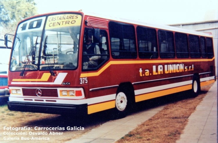 Mercedes-Benz OHL 1420 - Galicia - T.A. La Unión
Línea 10 - Interno 375
Flamante unidad para el transporte salteño

Fotografía: Carrocerías Galicia
Colección: Osvaldo Abner
Gestión: Pablo Olguín
Palabras clave: Gamba / 10