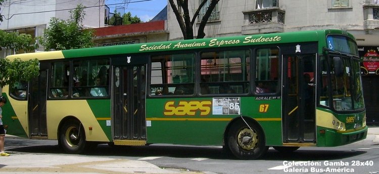 Agrale MT 15 - Todo Bus - S.A.E.S.
Línea 85 - Interno 67

Colección: Gamba 28x40
Palabras clave: Gamba / 85