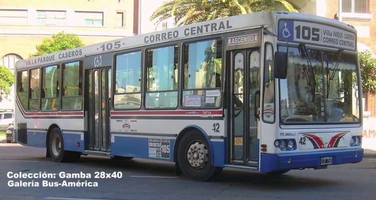 T.A.T.S.A. - Puma D 12 - Transporte América
HIR 759
Línea 105 - Interno 42

Colección: Gamba 28x40
Palabras clave: Gamba / 105