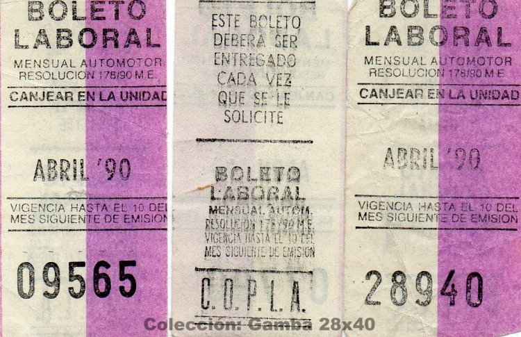 Boleto Laboral - C.O.P.L.A.
Palabras clave: Gamba / COPLA