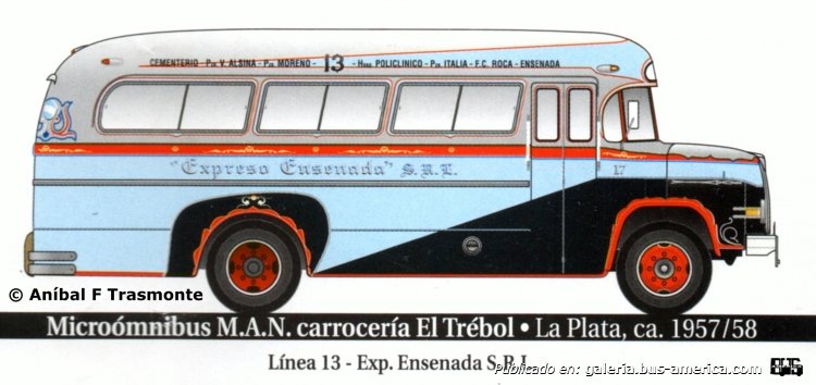 M.A.N. - El Trébol - Expreso Ensenada
Línea 13 - Interno 17

Dibujo: Aníbal F Trasmonte
