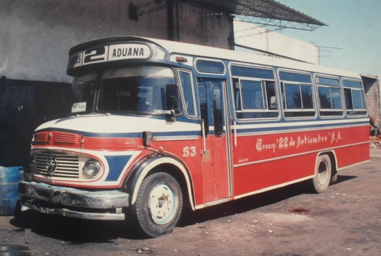 Mercedes-Benz LO1114 - Fram 80/3 - Transportes 22 de Setiembre
C.1278526 - VUN 382
Linea 2 Interno 53
¿Carrocería?
Foto de la empresa
