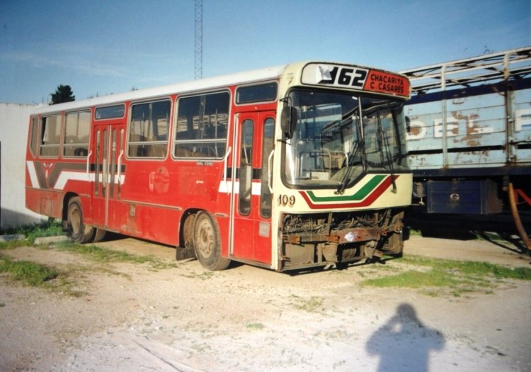 Mercedes-Benz OH 1316 - Ottaviano - Empresa Bartolomé Mitre
Línea 162 - Interno 109
3 líneas en 1. Cuando cae la 239, varios coches de esta siguieron 
su vida útil en la 178: Sobre el amarillo se le repintó de blanco, se 
le ploteo el escudo y a trabajar, Y así lo hicieron durante un buen tiempo. 
Este coche, después de la seguidilla 239 - 178, siguió su vida útil en la 
162, aunque solo fue repintado su frente. 
Así terminó sus días, en Octubre de 2002, en un playón en Mar del Plata 
contiguo a la Petrobras de la TOGP, con solo 7 años de uso... 
