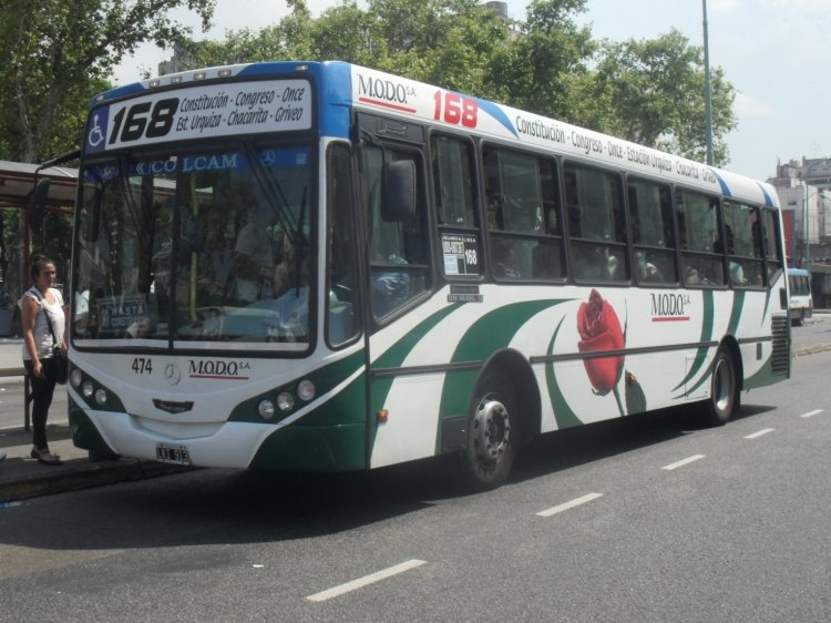 Mercedes-Benz OH 1618 L - Metalpar - M.O.D.O. 
LKI 913
Línea 168X90 - Interno 474
Foto en Plaza Miserere, el 30 de enero de 2013.
Un ex línea 65 - Interno 14, andando en la nueva 168x90.
Palabras clave: Metalpar