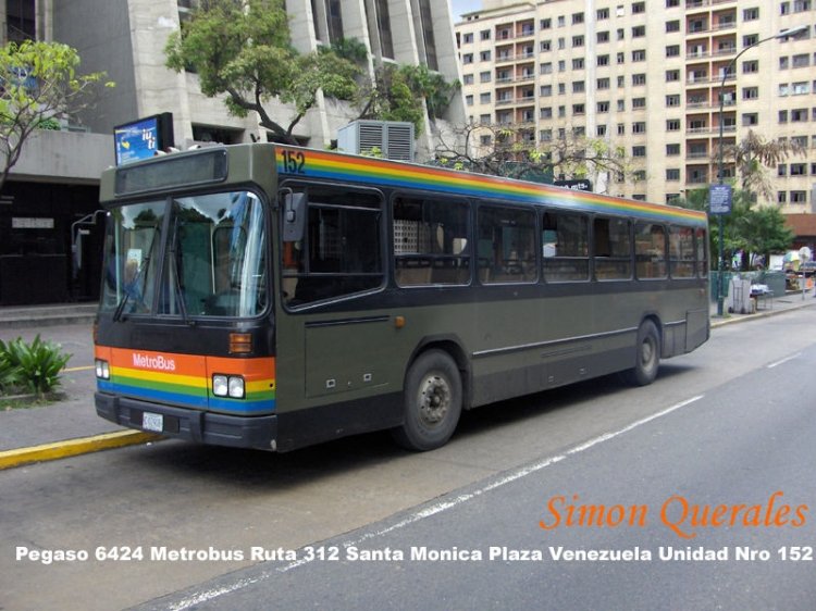 Pegaso 6424 - Enasa Urbano (En Venezuela) - MetroBus Caracas 152
C-02058
Foto-Recuerdo. Tomada por Simón Querales. Actualmente la Ruta 312 fue trasladada a la estación Ciudad Universitaria de la Línea 3, y renumerada como 921. En cuanto al rodante, ya fue retirado del servicio reemplazado por los Busscar Urbanuss Pluss y los Fanabus Rio3000
Palabras clave: Pegaso Enasa MetroBus Caracas