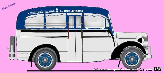 Chevrolet 1939 - Puletti - Línea 3
Línea 3 (Buenos Aires), interno 9

De Hospital Rawson a Cabildo y Congreso Núñez, 58 Coches,
Inaugurada el 23 de marzo de 1932 como línea 38
Habilitada el 10 de abril de 1933, como línea 3
Incautada po la CTCBA el 14 de enero de 1943, no restablecida
