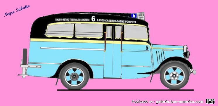 Chevrolet 1935 - La.Maravilla con sobretecho - Línea 6
Línea 6 (Buenos Aires), interno 5
