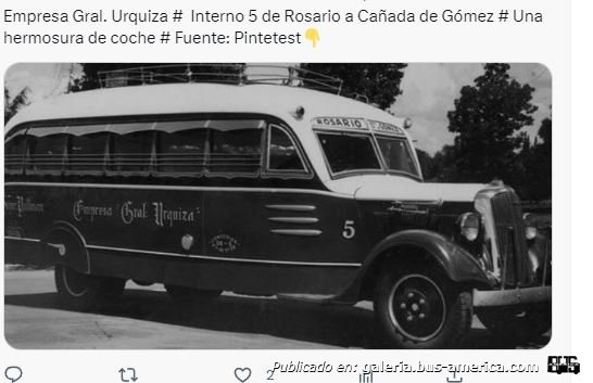 Dodge 1936 - Decaroli - Empresa General Urquiza
[url=https://bus-america.com/galeria/displayimage.php?pid=65288]https://bus-america.com/galeria/displayimage.php?pid=65288[/url]

Gral.Urquiza (Prov.Santa Fe), interno 5

Fotógrafo: desconocido
Fotografía: ¿Empresa General urquiza?
Extraído de: Pinterest.com
