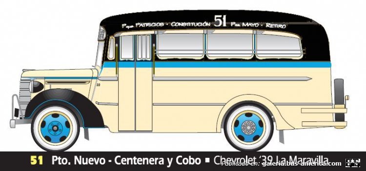 Linea 51 Ex Linea 6 Chevrolet 1939 Carrocería La Maravilla dibujo de Aníbal Trasmonte de quien aprendí a mejorar mis dibujos y en la construcción de mis maquetas y  tener casi toda la colección de sus hermosas laminas
