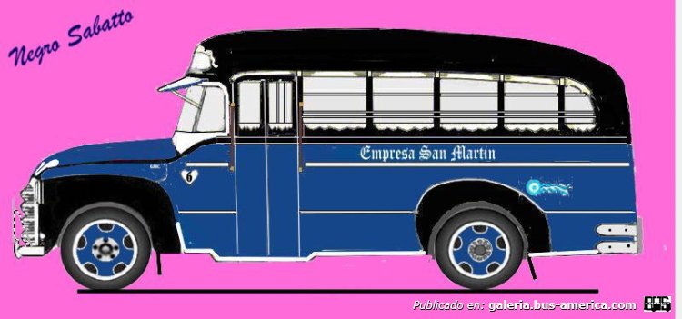 GMC 1947-48 - Gnecco - Empresa General San Martin
Línea 3 (Pdo. Pergamino), interno 6

Conocida en Pergamino como los azules por su color lateral, luego línea 503

Basado en fotografía de autor desconocido, colección de [url=http://busarg.com.ar/fotogaleria/displayimage.php?pos=-6687]Miguel A. Di Cesare[/url], posteada en BusArg
