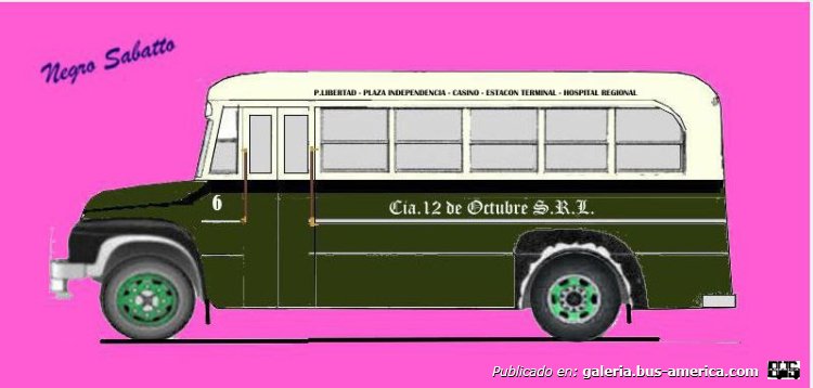 Bedford J6Z1 - GM - Compañia 12 de Octubre
[url=https://bus-america.com/galeria/displayimage.php?pid=64189]https://bus-america.com/galeria/displayimage.php?pid=64189[/url]

Linea 21 (Mar del Plata), interno 6

Como el Ford 1942 de la Linea 8 La Marplatense se efectuo el arreglo en el taller de Carlos Rafael Morale en la Ciudad de Mar del Plata
