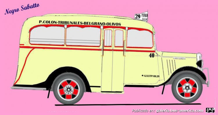 34  -Lin.29 Chevrolet 1936 C.ICA Interno 40
Linea 29 Ex Linea 14 desde Plaza Colon a Olivos, Inaugurada el 31 de agosto de 1932, Habilitada el 29 de octubre de 1934, Linea de Tenencia convenio de Tenencia el 5 de febrero de 1943, restablecida en Tenencia el 14 de febrero de 1943, Re incautada tenencia el 24 de mayo de 1943.-
