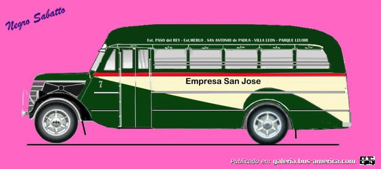 Internacional 1939 - Gnecco - San José
Línea 3 (Pdo.Merlo)

San Jose es la que antecede al Expreso Merlo Norte

Basada en fotografía de autor desconocido, colección [url=http://busarg.com.ar/fotogaleria/displayimage.php?pos=-11233]Ariel Luna[/url], posteada en Busarg
