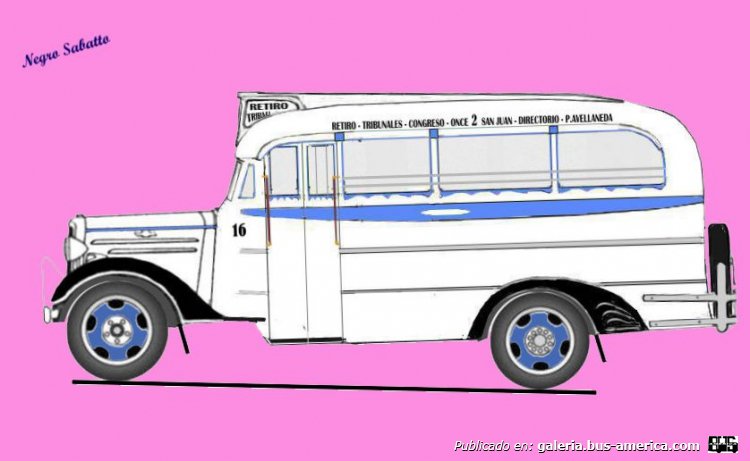 Chevrolet 1936 - Marrugat - Flecha de Oro
Línea 2 (Buenos Aires), interno 16
