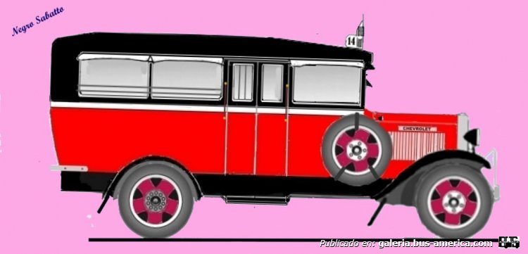 Chevrolet 1933 - Gnecco - Línea 14
Línea 14 (Buenos Aires)

Línea 15, Inaugurada en abril de 1932,
De Hospital Rawson-Palermo Chico-Recoleta, con 16 coches que por el recorrido tan corto tenia una muy buena frecuencia.
Linea 14, Habilitada el 16 de abril de 1934, 
Incautada por la CTCBA el 12 de septiembre de 1942,
restablecida el 14 de septiembre de 1942.-

Línea 74, tras fusión entre línea 14 y línea 74, el 12 de noviembre de 1946
Línea 74, pasa la operación al M.T.N. (Ministerio de Transportes de la Nación)
Línea 74, pasa la operación a la Administración General de los Transportes de Buenos Aires (TBA), dependiente de la Empresa Nacional de Transportes (ENT).
Línea 274, el 18 de mayo de 1952

Línea 267, tras fusión de líneas 274 y 267, el 8 de julio de 1955 en que pasa a ser operada por sus trabajadores como Línea de M. O. 267 S.A.
Línea 267, pasa a ser operada por Transportes Del Tejar S.A.C.I.R.L., aproximadamente en 1964 p el 30 de diciembre de 1965

Línea 67, desde el 2 de enero de 1969 hasta el presente de este posteo.
