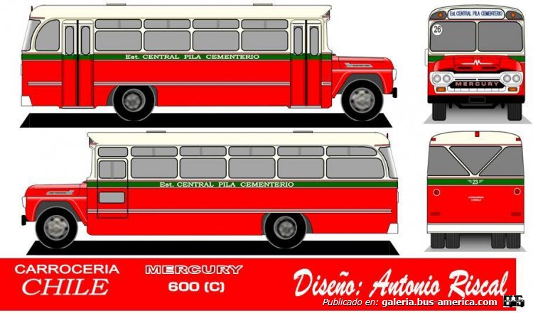 Mercury 600 C - Chile - Est.Central Pila Cementerio
Línea 26 (Santiago)

Dibujo y gentileza: Antonio Riscal

