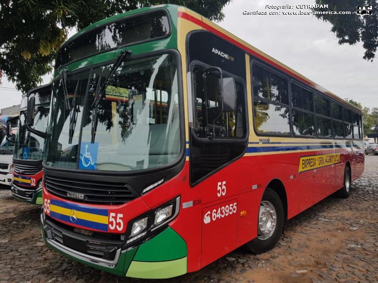 Mercedes-Benz OF 1721 - CAIO Apache Vip (en Paraguay) - Gral. Aquino
[url=https://bus-america.com/galeria/displayimage.php?pid=51673]https://bus-america.com/galeria/displayimage.php?pid=51673[/url]

Línea 28 (Asunción), interno 55

Fotografía y gentileza: CETRAPAN


Archivo originalmente posteado en junio/julio 2018
